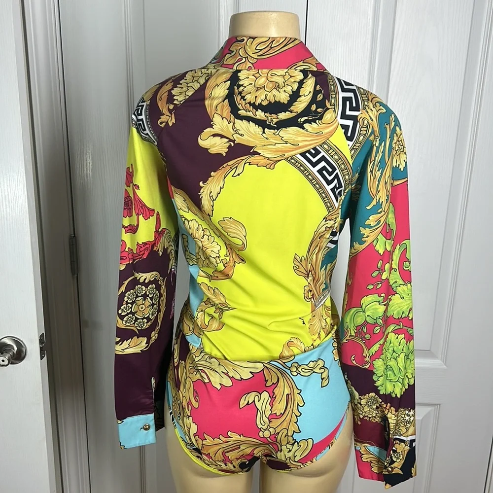 Unique 2 pcs body suit and pants, colorful print, size L - Picture 6 of 6